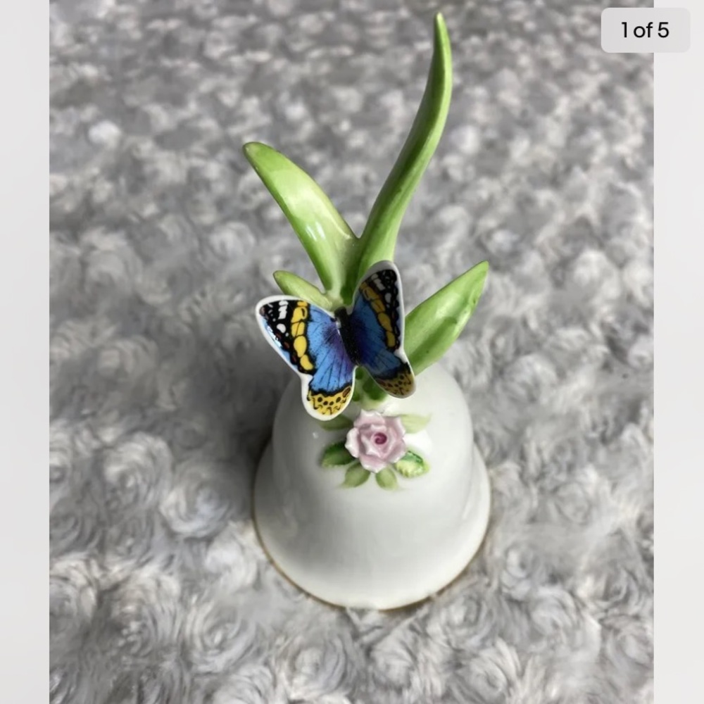 1979 Enesco Bone China Maruri Masterpiece Butterfly Bell EUC